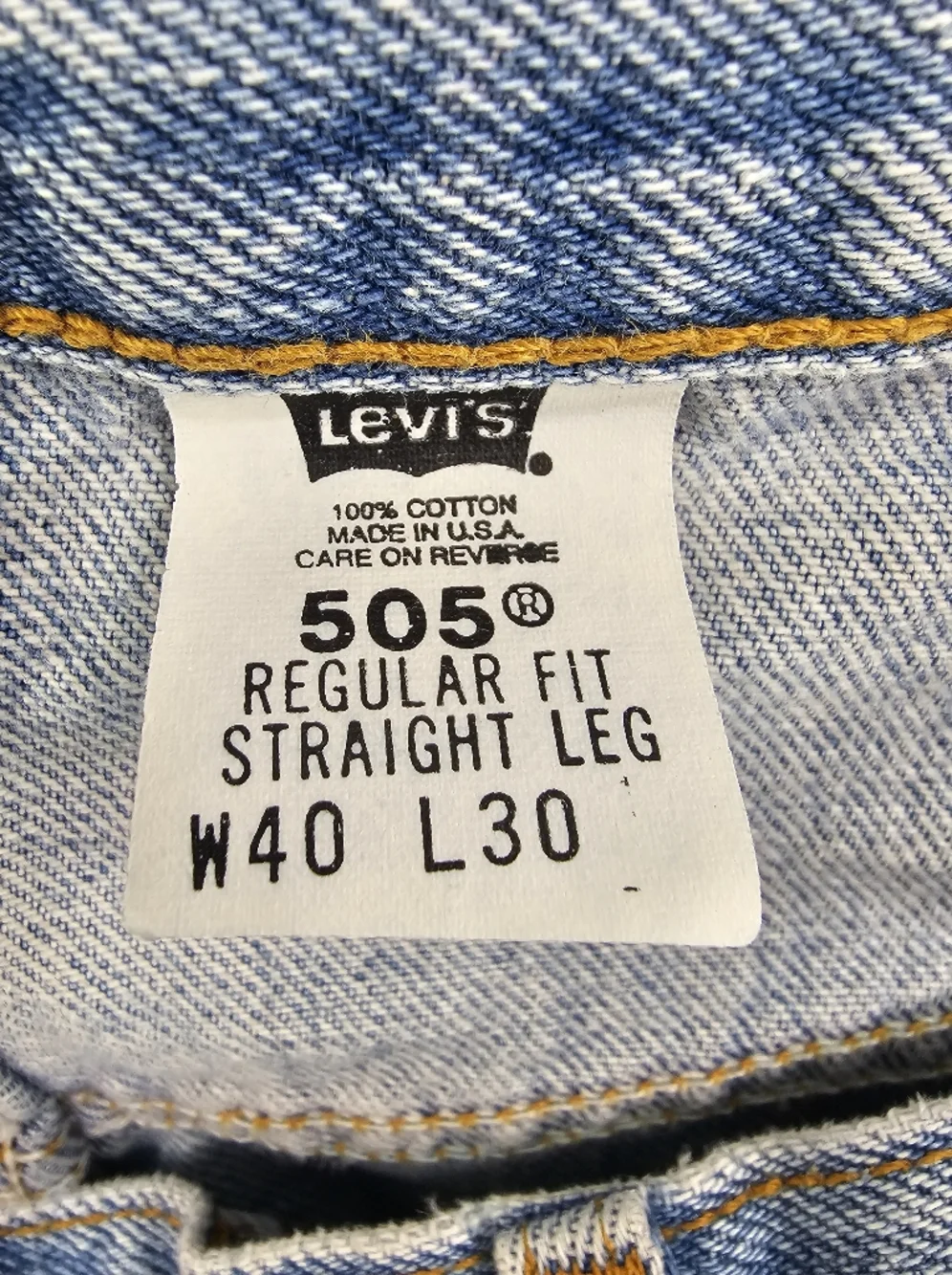VINTAGE Made In USA Levis 505 Regular Fit Straight Leg Mens 40x30 Jeans 90s‎ Y2K